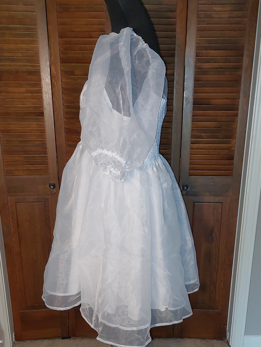 Audrey Parks White Puffy Sleeve Babydoll Mini Dress Sz XL - Picture 5 of 14